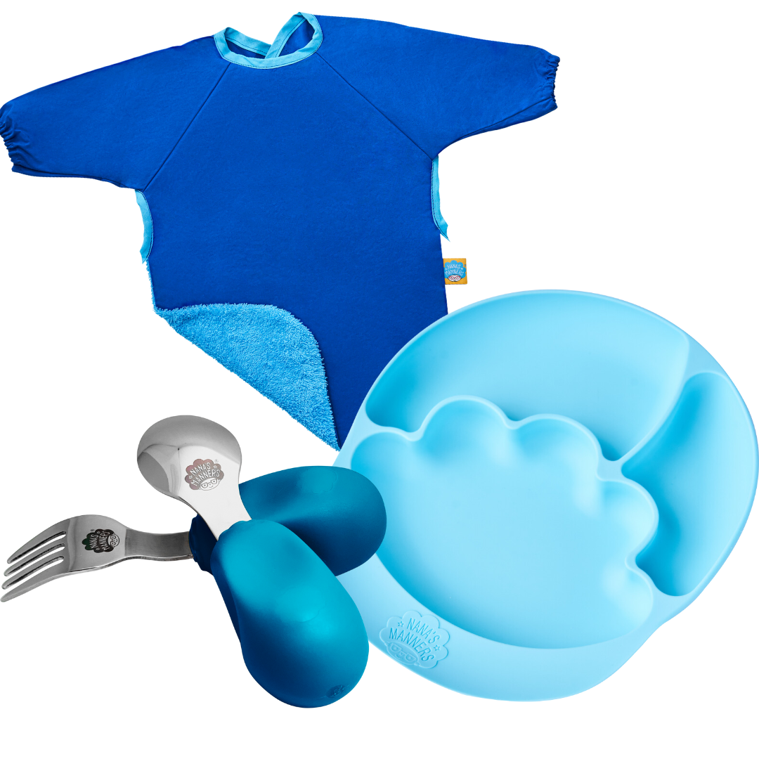 Mealtime 3 Piece Starter Collection For Baby & Toddlers 3 pieces in blue