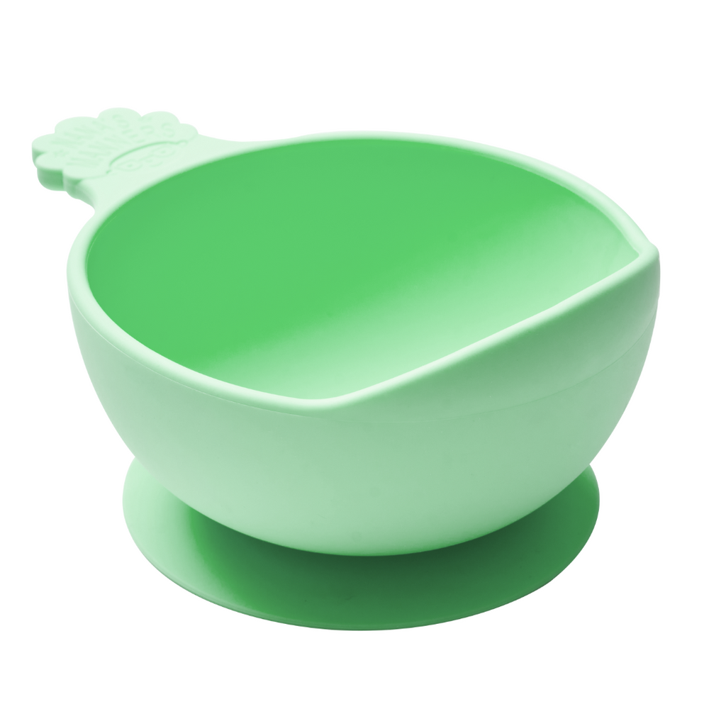 Green silicone baby tableware with suction cup Sensbaby - BLW